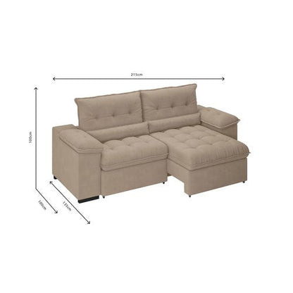 Sofá Arezzo Retrátil/Reclinável 4Lugares Suede Capuccino 2,15m - Xflex Bege