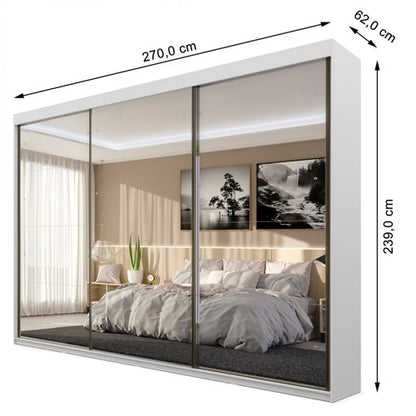 Guarda-Roupa Casal 3 Portas com Espelho 6 Gavetas Grajaú Yescasa Branco