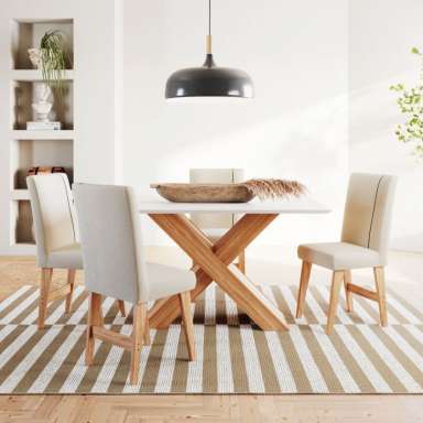 Conjunto Sala de Jantar 4 Lugares Mesa Nea e Cadeira Ane Babus