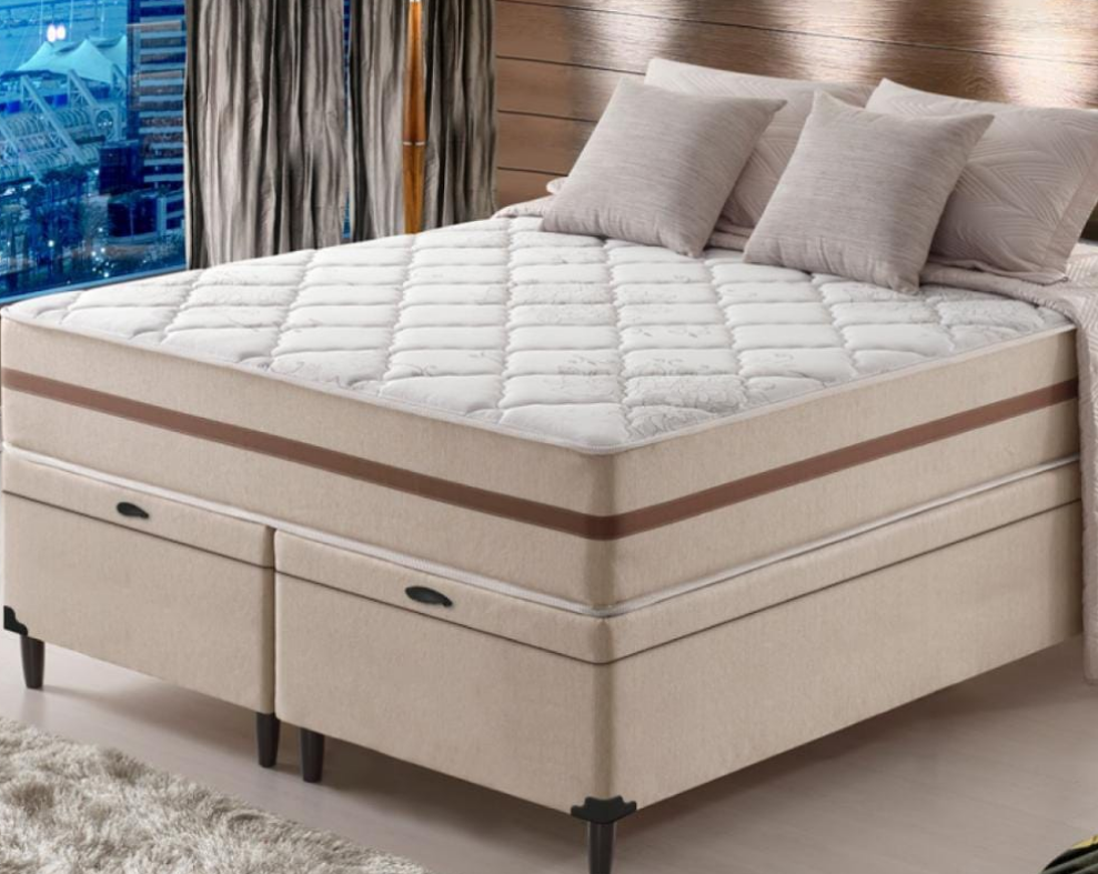 Cama box com Baú King + Colchão