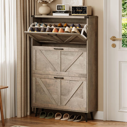 Armário de armazenamento de sapatos com 3 gavetas FILP para entrada + 1 Ano de Garantia