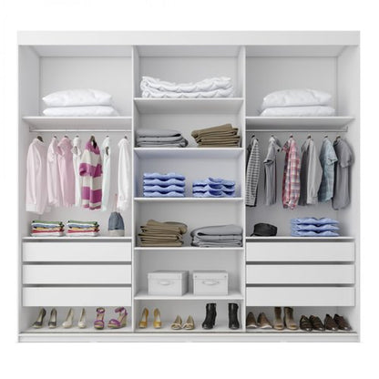 Guarda-Roupa Casal 3 Portas com Espelho 6 Gavetas Grajaú Yescasa Branco