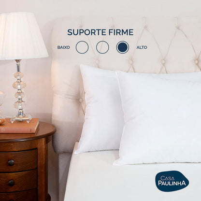 Kit 4 Travesseiro Toque de Pluma Suporte Firme Percal 180 Fios