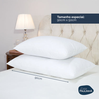 Kit 4 Travesseiro Toque de Pluma Suporte Firme Percal 180 Fios